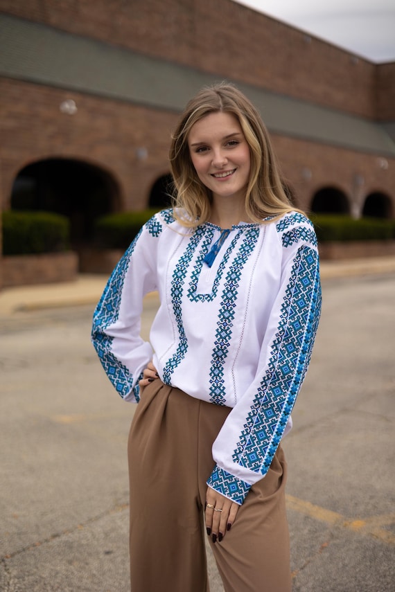 Ukrainian Embroidered Blouse for Women | Ethno Vintage Women's Vyshyvanka Shirt | Sorochka Vyshyta | Vyshyvanka Gift USA | Вишиванка (9)