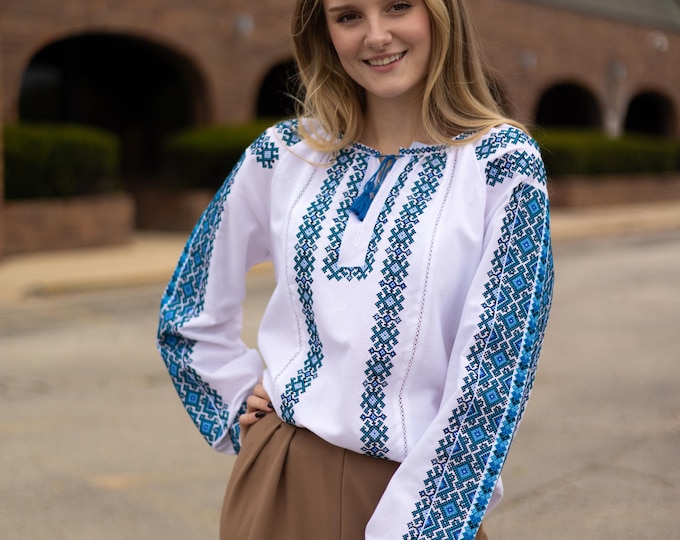Ukrainian Embroidered Blouse for Women | Ethno Vintage Women's Vyshyvanka Shirt | Sorochka Vyshyta | Vyshyvanka Gift USA | Вишиванка (9)