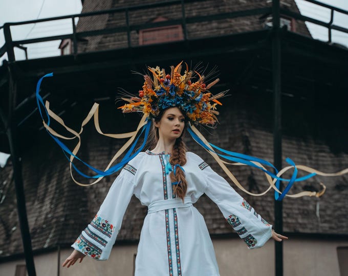 Ukrainian Vyshyvanka Dress | Ukraine Embroidered Dress in USA | Handmade Traditional Ukraine-Style Boho Embroidery Gift | Вишиванка (33)