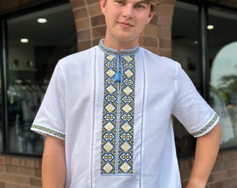 Ukrainian Vyshyvanka | Men's Embroidered Shirt | Вишиванка | Ukraine Vintage Sorochka Gift for Him | Handmade Ukrainian Clothing (48)