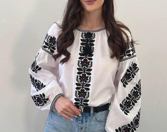 Ukrainian Embroidered Blouse for Women | Ethno Vintage Women's Vyshyvanka Shirt | Sorochka Vyshyta | Vyshyvanka Gift USA | Вишиванка (117)