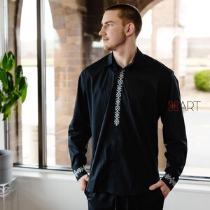 Ukrainian Vyshyvanka | Men&#39;s Embroidered Shirt | Вишиванка | Ukraine Vintage Sorochka Gift for Him | Handmade Ukrainian Clothing (17)