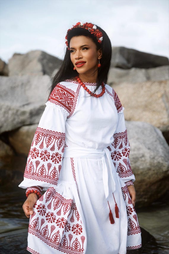 Embroidered Ukrainian Dress | Vyshyvanka Style Dress with Traditional Embroidery | Handmade Boho Chic Outfit