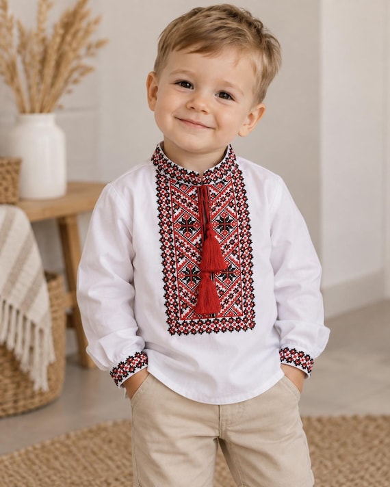 Embroidered Vyshyvanka Shirt for Boys | Ukrainian Embroidery Shirt | Traditional Ukrainian Style Gift in Stock in USA | Вишиванка у США (38)