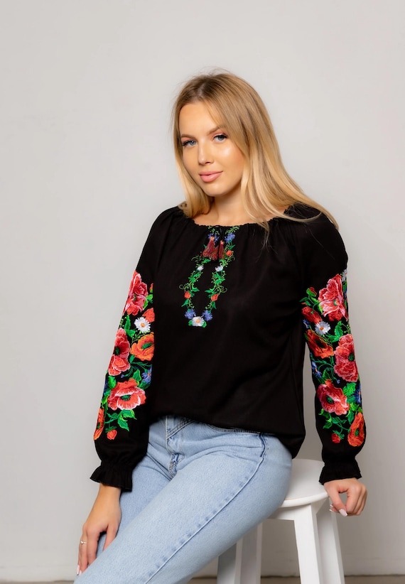 Ukrainian Embroidered Blouse for Women | Ethno Vintage Women's Vyshyvanka Shirt | Sorochka Vyshyta | Vyshyvanka Gift USA | Вишиванка