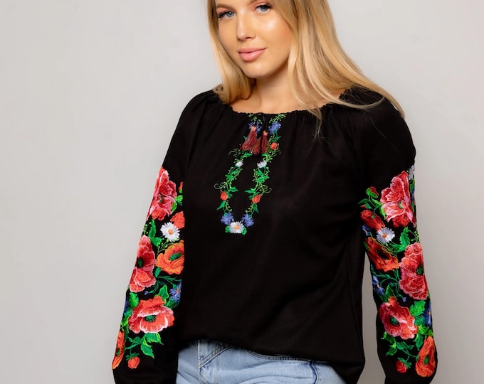 Ukrainian Embroidered Blouse for Women | Ethno Vintage Women's Vyshyvanka Shirt | Sorochka Vyshyta | Vyshyvanka Gift USA | Вишиванка