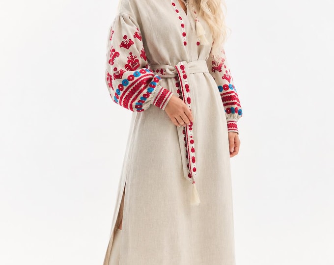 Featured listing image: Ukrainian Vyshyvanka Dress | Ukraine Embroidered Dress in USA | Handmade Traditional Ukraine-Style Boho Embroidery Gift | Вишиванка