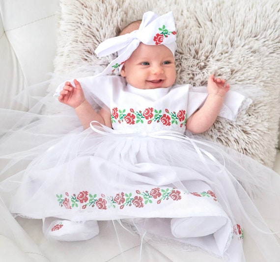 Baptism Dress Christening Outfit EMBROIDERY Dress for Baby Dress