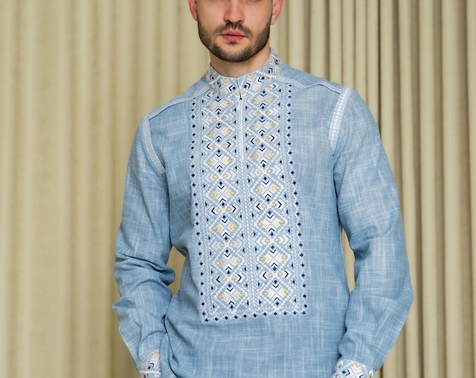 Ukrainian Vyshyvanka | Men's Embroidered Shirt | Вишиванка | Ukraine Vintage Sorochka Gift for Him | Handmade Ukrainian Clothing