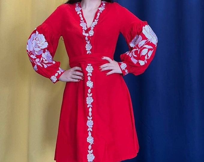 Ukrainian Vyshyvanka Dress | Ukraine Embroidered Dress in USA | Handmade Traditional Ukraine-Style Boho Embroidery Gift | Вишиванка (44)