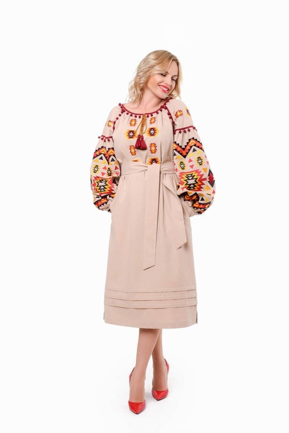 For order 2-4 weeks In USA NEW Dress Embroidered dress Ukrainian style dress with embroidered Vyshyvanka Ukraine dress with embroidered