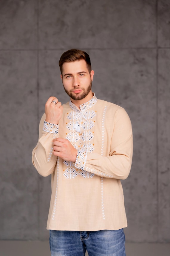 Ukrainian Vyshyvanka | Men's Embroidered Shirt | Вишиванка | Ukraine Vintage Sorochka Gift for Him | Handmade Ukrainian Clothing