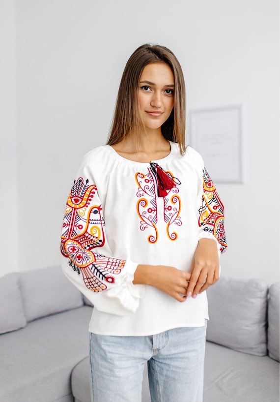 Ukrainian Embroidered Blouse for Women | Ethno Vintage Women's Vyshyvanka Shirt | Sorochka Vyshyta | Vyshyvanka Gift USA | Вишиванка (120)