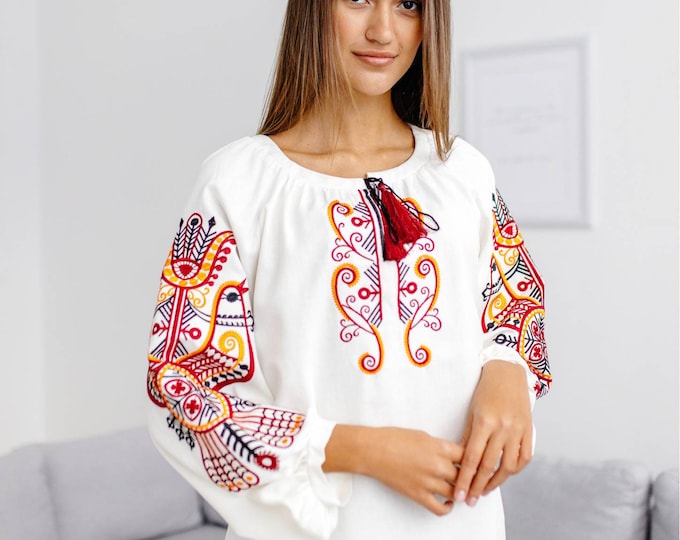 Ukrainian Embroidered Blouse for Women | Ethno Vintage Women's Vyshyvanka Shirt | Sorochka Vyshyta | Vyshyvanka Gift USA | Вишиванка (120)