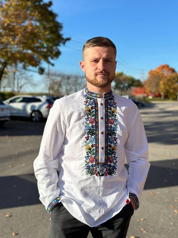 Ukrainian Vyshyvanka | Men's Embroidered Shirt | Вишиванка | Ukraine Vintage Sorochka Gift for Him | Handmade Ukrainian Clothing (33)