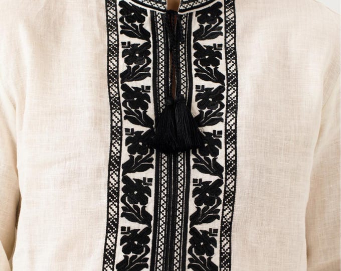 Embroidered Ukrainian Shirt, Vyshyvanka for Men, Linen Ethnic Blouse, Traditional Ukrainian Clothing