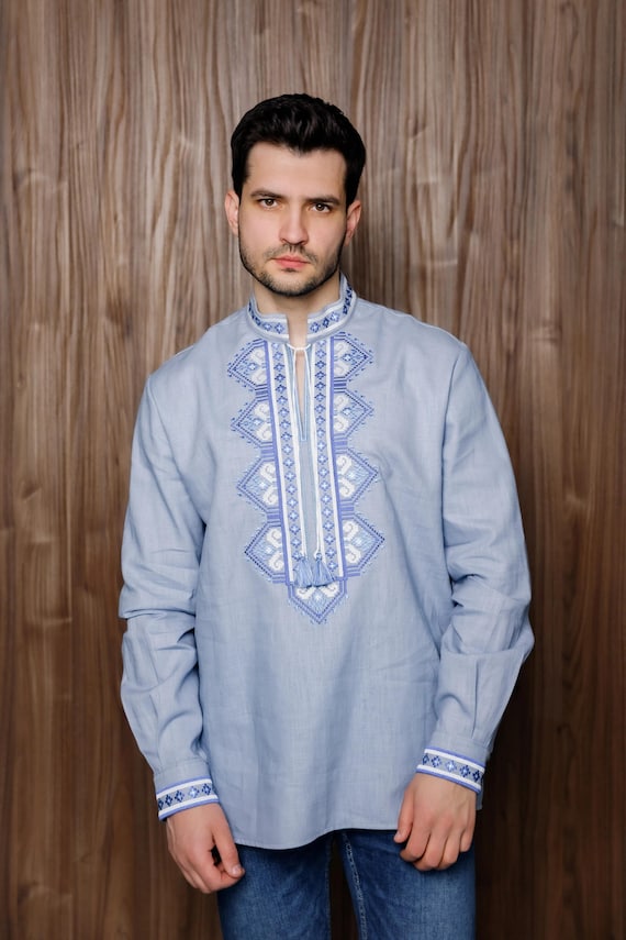 Ukrainian Vyshyvanka | Men's Embroidered Shirt | Вишиванка | Ukraine Vintage Sorochka Gift for Him | Handmade Ukrainian Clothing