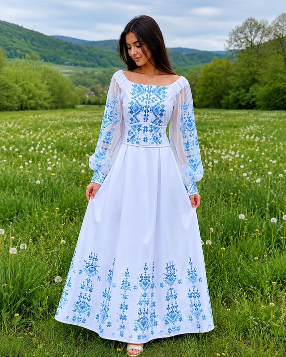 Embroidered Ukrainian Dress | Vyshyvanka Style Dress with Traditional Embroidery | Handmade Boho Chic Outfit