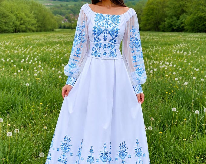 Embroidered Ukrainian Dress | Vyshyvanka Style Dress with Traditional Embroidery | Handmade Boho Chic Outfit