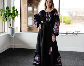 Ukrainian Vyshyvanka Dress | Ukraine Embroidered Dress in USA | Handmade Traditional Ukraine-Style Boho Embroidery Gift | Вишиванка (105)
