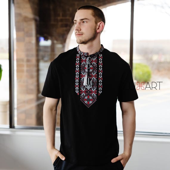 Ukrainian Vyshyvanka | Men's Embroidered Ukrainian Men’s T-Shirt Shirt, Ukraine Gift, Patriotic, Vyshyvanka Style