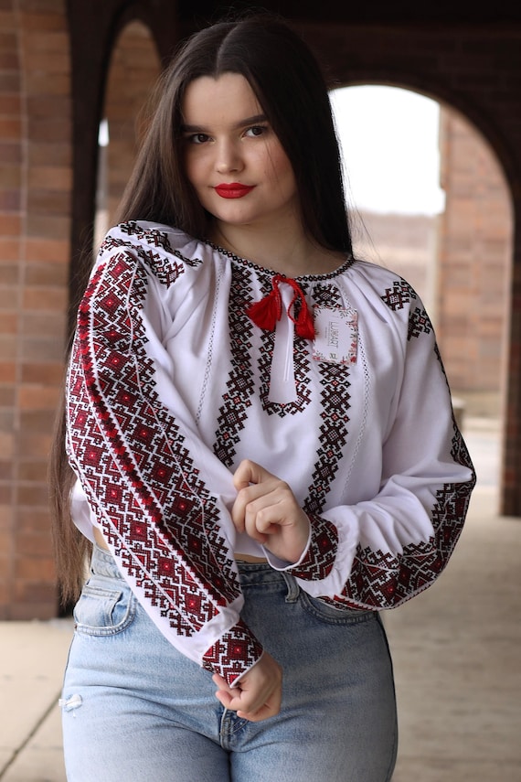 Ukrainian Embroidered Blouse for Women | Ethno Vintage Women's Vyshyvanka Shirt | Sorochka Vyshyta | Vyshyvanka Gift USA | Вишиванка (12)