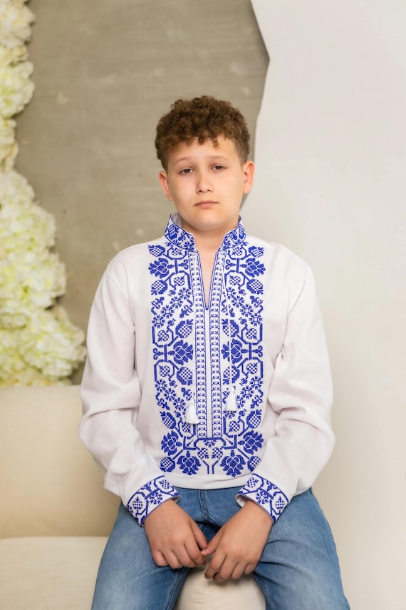 Embroidered Vyshyvanka Shirt for Boys | Ukrainian Embroidery Shirt | Traditional Ukrainian Style Gift in Stock in USA | Вишиванка у США (1)