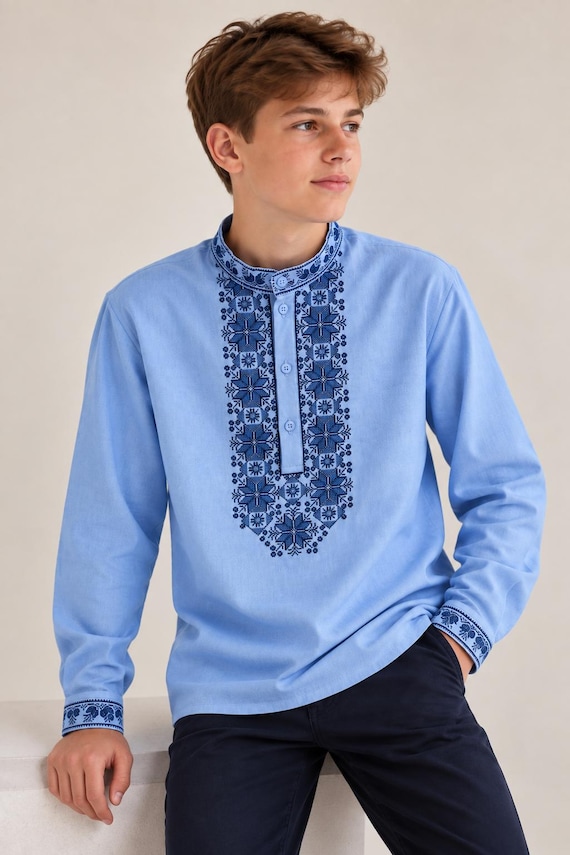 Embroidered Vyshyvanka Shirt for Boys | Ukrainian Embroidery Shirt | Traditional Ukraine Style Gift in Stock in USA | Вишиванка у США