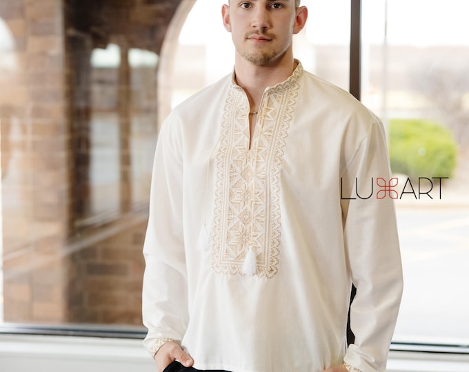 Ukrainian Vyshyvanka | Men's Embroidered Shirt | Вишиванка | Ukraine Vintage Sorochka Gift for Him | Handmade Ukrainian Clothing (17)