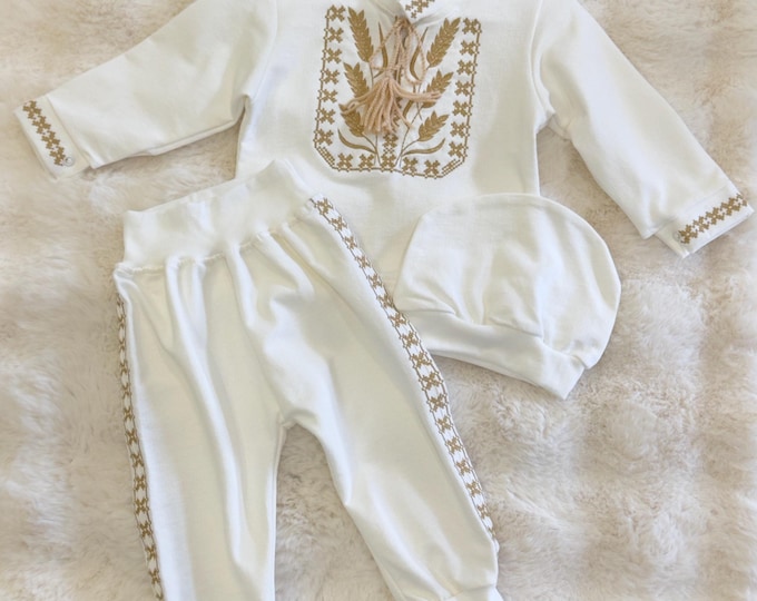Embroidered Baby Boy Baptism Outfit | Christening Ceremony Suit