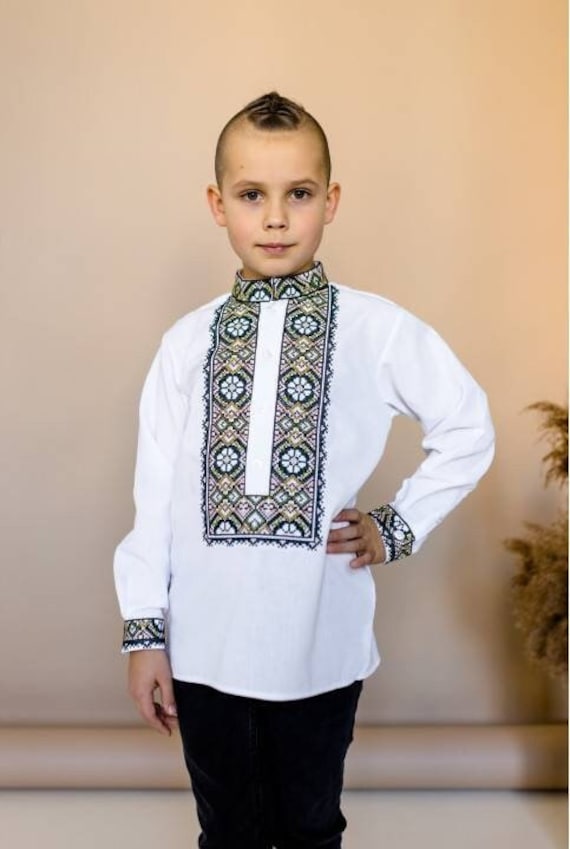 In USA Vyshyvanka for boy Ukrainian style vyshyvanka Sorochka vyshyta Ukrainian embroidery VYSHYVANKA for boy Vyshyvanka in the USA