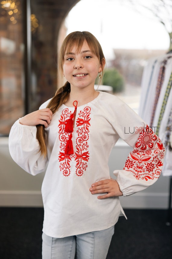 Embroidered blouse for girl Vyshyvanka shirt Ukrainian embroidery Ukrainian style vyshyvanka for girls Vyshyvanka in USA