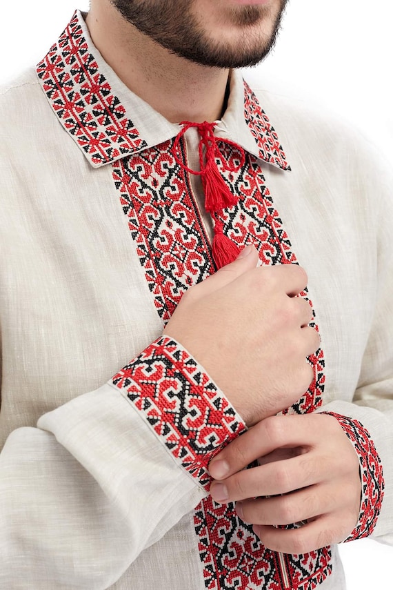 Ukrainian Vyshyvanka | Men's Embroidered Shirt | Вишиванка | Ukraine Vintage Sorochka Gift for Him | Handmade Ukrainian Clothing (64)