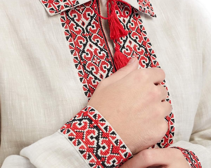 Ukrainian Vyshyvanka | Men's Embroidered Shirt | Вишиванка | Ukraine Vintage Sorochka Gift for Him | Handmade Ukrainian Clothing (64)