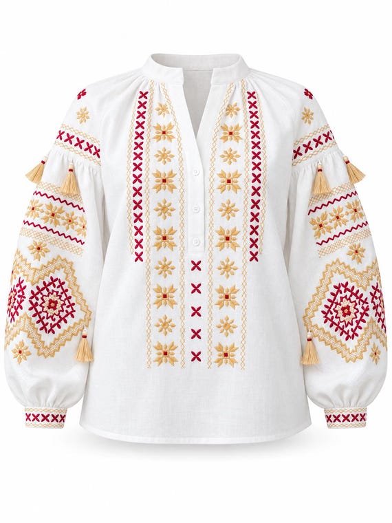 Ukrainian Embroidered Blouse | Traditional Vyshyvanka Shirt (USA Stock)