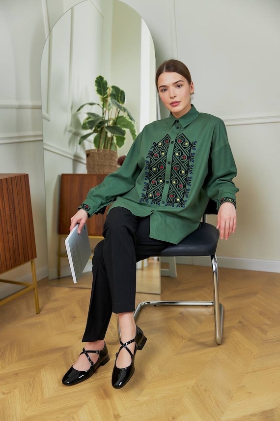 Ukrainian Embroidered Blouse for Women | Ethno Vintage Women's Vyshyvanka Shirt | Sorochka Vyshyta | Vyshyvanka Gift USA | Вишиванка (119)