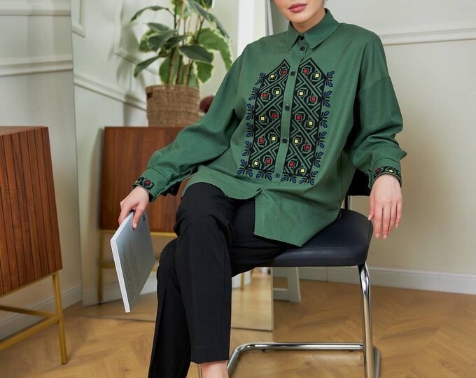 Ukrainian Embroidered Blouse for Women | Ethno Vintage Women's Vyshyvanka Shirt | Sorochka Vyshyta | Vyshyvanka Gift USA | Вишиванка (119)