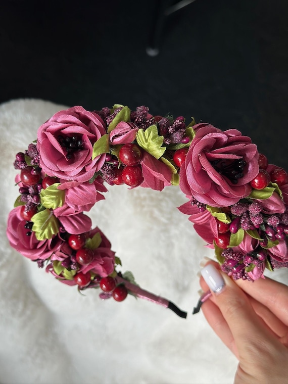 Handmade Ukrainian Flower Crown | Vinok | Вінок | Floral Wreath Headband | Hair Accessory Gift for Her or Girl | Boho Festival Style (1)