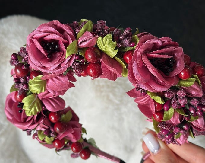 Handmade Ukrainian Flower Crown | Vinok | Вінок | Floral Wreath Headband | Hair Accessory Gift for Her or Girl | Boho Festival Style (1)