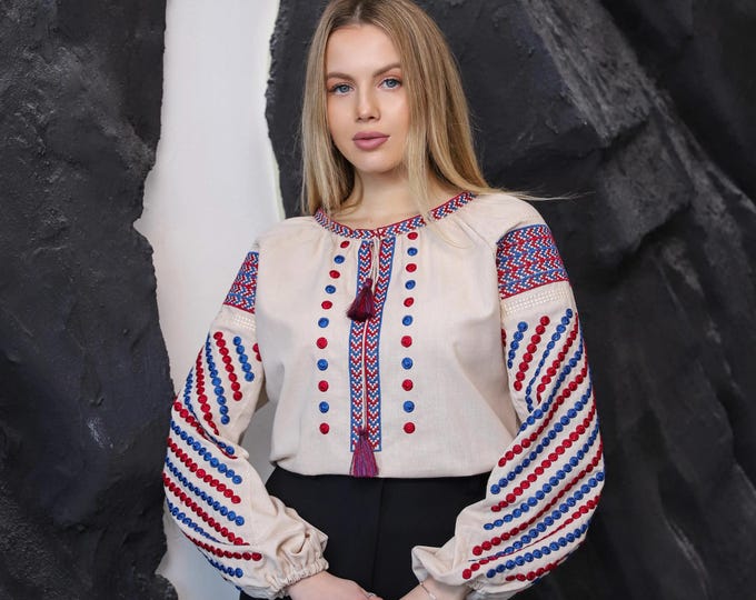 Embroidered Ukrainian Blouse | Women's Vyshyvanka Shirt, Boho Folk Style