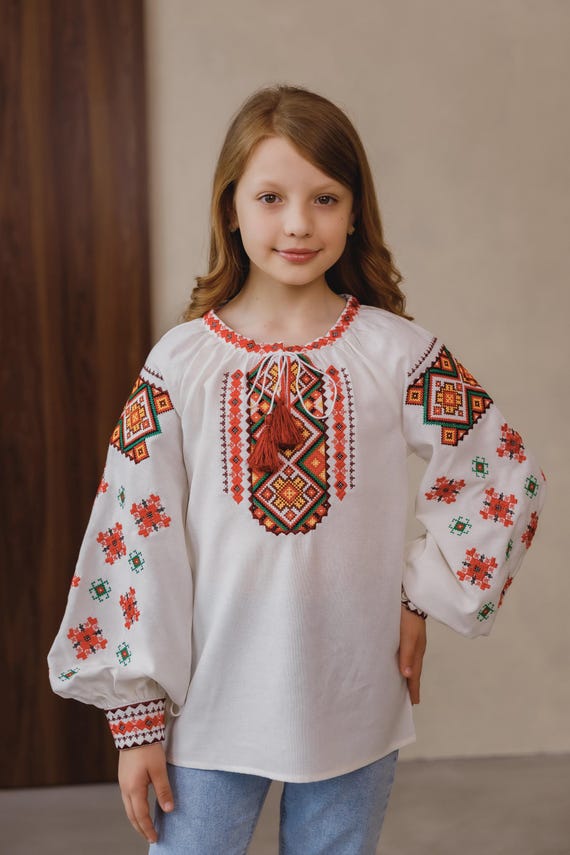 Embroidered Vyshyvanka Blouse for Girls | Ukrainian Embroidery Shirt | Traditional Ukrainian Style in Stock in USA | Вишиванка у США