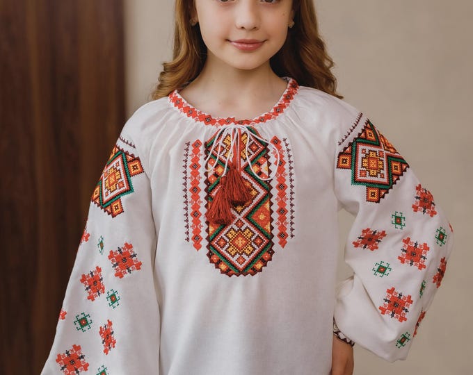 Embroidered Vyshyvanka Blouse for Girls | Ukrainian Embroidery Shirt | Traditional Ukrainian Style in Stock in USA | Вишиванка у США