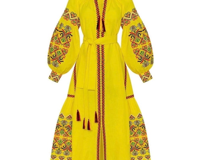 Ukrainian Vyshyvanka Dress | Ukraine Embroidered Dress in USA | Handmade Traditional Ukraine-Style Boho Embroidery Gift | Вишиванка (42)