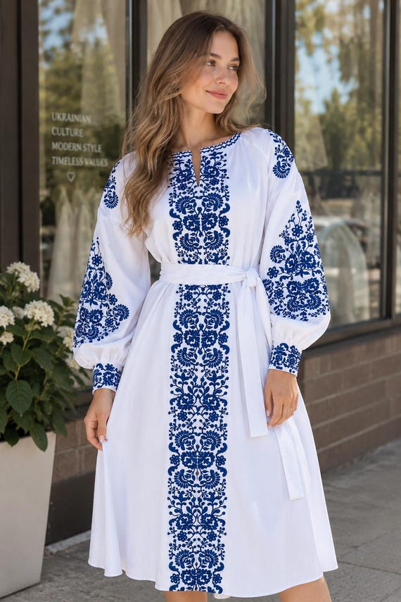 Ukrainian Vyshyvanka Dress | NEW Embroidered Dress in Stock at Our USA Store | Traditional Ukraine-Style Boho Embroidery Gift | Вишиванка
