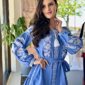 Ukrainian Vyshyvanka Dress | Ukraine Embroidered Dress in USA | Handmade Traditional Ukraine-Style Boho Embroidery Gift | Вишиванка