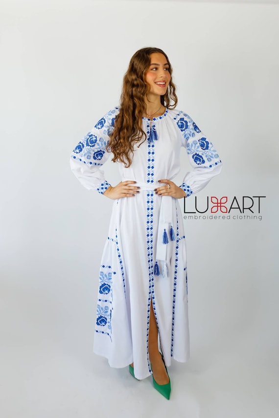 Ukrainian Vyshyvanka Dress | Ukraine Embroidered Dress in USA | Handmade Traditional Ukraine-Style Boho Embroidery Gift | Вишиванка (24)