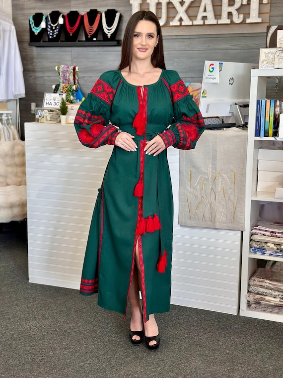Ukrainian Vyshyvanka Dress | Ukraine Embroidered Dress in USA | Handmade Traditional Ukraine-Style Boho Embroidery Gift | Вишиванка (69)