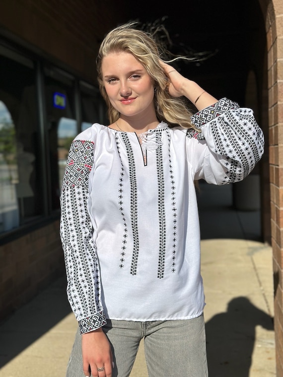 Ukrainian Embroidered Blouse for Women | Ethno Vintage Women's Vyshyvanka Shirt | Sorochka Vyshyta | Vyshyvanka Gift USA | Вишиванка (85)