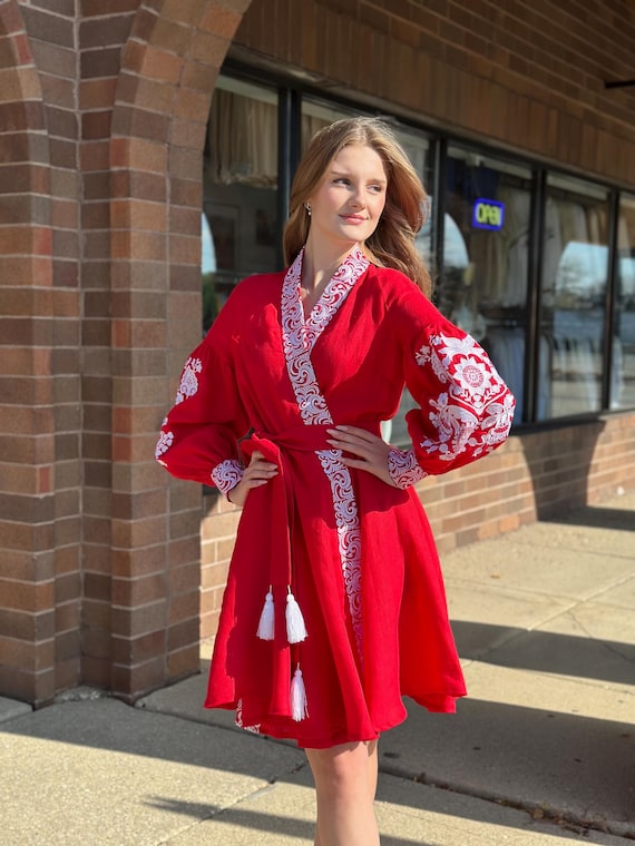 Embroidered Ukrainian Dress | Vyshyvanka Style Dress with Traditional Embroidery | Handmade Boho Chic Outfit