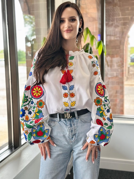 Ukrainian Embroidered Blouse for Women | Ethno Vintage Women's Vyshyvanka Shirt | Sorochka Vyshyta | Vyshyvanka Gift USA | Вишиванка (74)